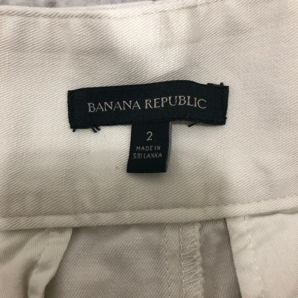 Banana Republic Cream Cotton Linen High Waist Cargo Pants Buckle Detail Size 2